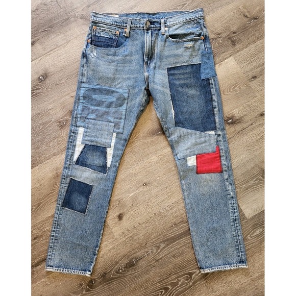 Levi's Other - Levis Premium Mens 512 Slim Taper Fit Patchwork Distressed Jeans 34 X 30